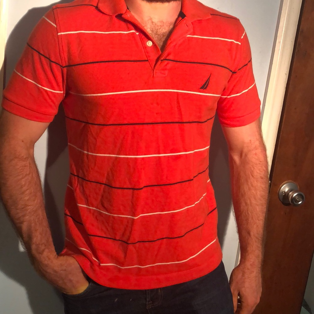 Orange Striped Polo (Classic Fit) - Picture 2 of 4